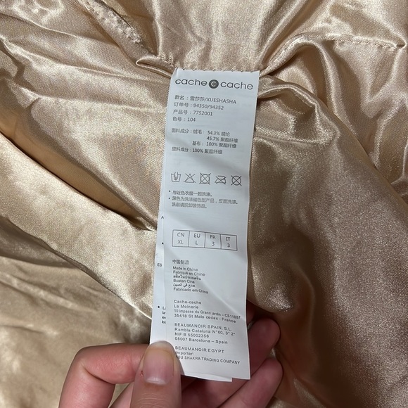 Cache Cache Long Sleeve Faux Fur Coat Jacket Tan Cream Womens Size M - Picture 7 of 8